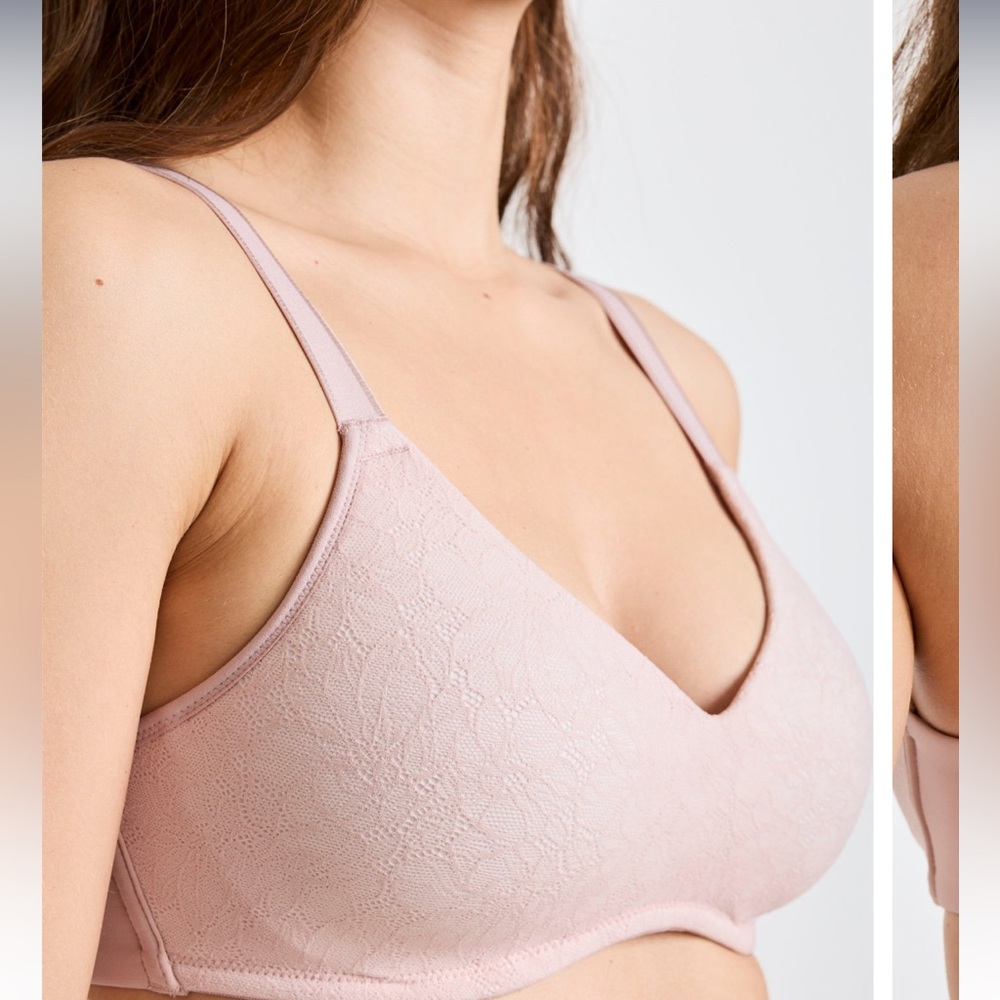 Jockey Soft Pink Lace Full Coverage Wireless Bra